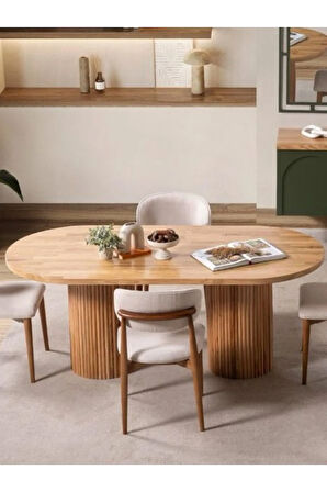 Sierra İskandinav Oval Ahşap Bohem Masa 90x180