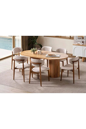Sierra İskandinav Oval Ahşap Bohem Masa 90x180