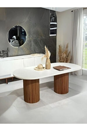 Echo İskandinav Oval Ahşap Bohem Masa 90x160