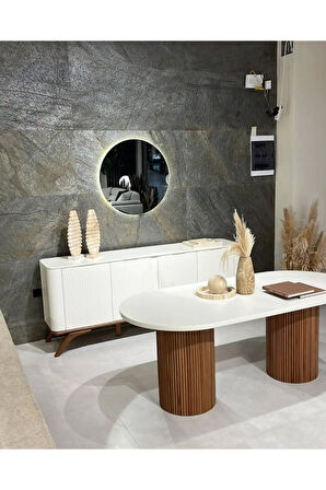 Echo İskandinav Oval Ahşap Bohem Masa 90x160