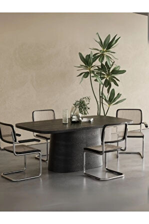 Barocco İtalyan Still Oval Ahşap Yemek Masası 100x190