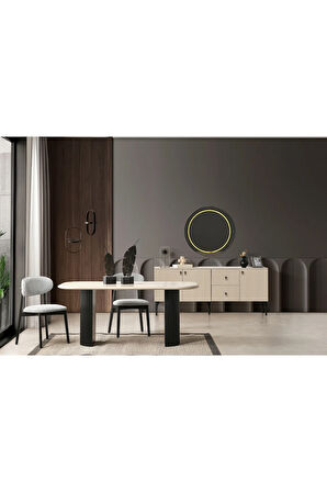 Zeno Oval Ahşap Bohem Yemek Masası 90x200
