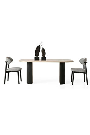 Zeno Oval Ahşap Bohem Yemek Masası 90x200