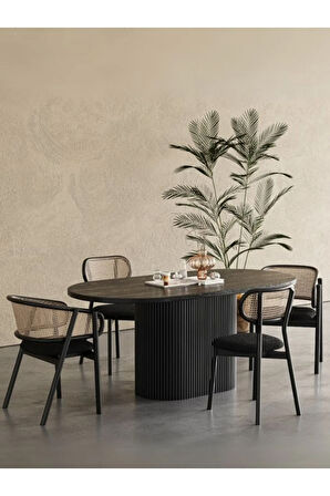 Apolena Oval Ahşap Bohem Yemek Masası 80x160