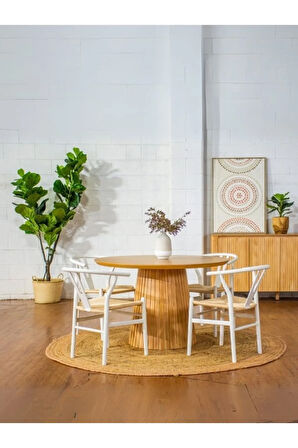 Mistral İskandinav Doğal Ahşap Mutfak Masası 120x120