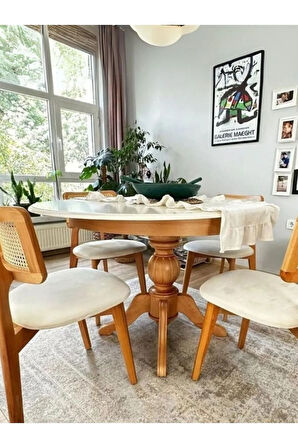 Lindon Baba Ayak Yuvarlak Açılır Masa 90x90