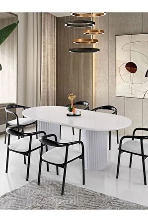 Liora İskandinav Oval Natural Ahşap Bohem Masa 90x200