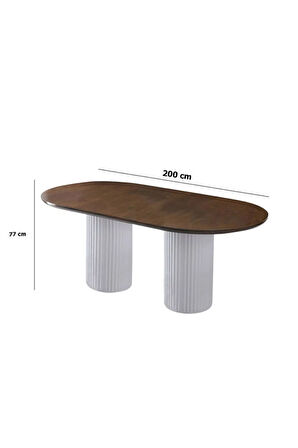 Liora İskandinav Oval Natural Ahşap Bohem Masa 90x200