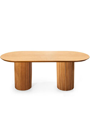Sierra İskandinav Oval Natural Ahşap Bohem Masa 90x180