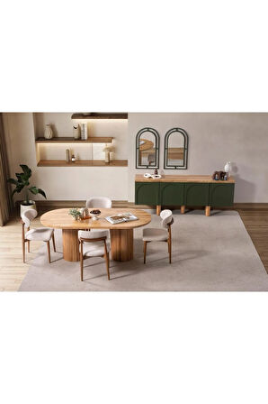 Sierra İskandinav Oval Natural Ahşap Bohem Masa 90x180