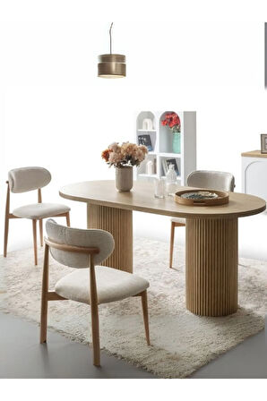 Echo İskandinav Oval Natural Ahşap Bohem Masa 90x160