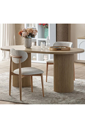 Echo İskandinav Oval Natural Ahşap Bohem Masa 90x160