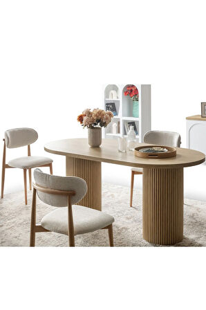 Echo İskandinav Oval Natural Ahşap Bohem Masa 90x160