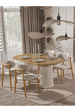 Echo İskandinav Oval Natural Ahşap Bohem Masa 90x160