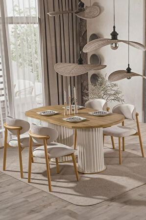 Horizon İskandinav Oval Natural Ahşap Bohem Masa 80x190