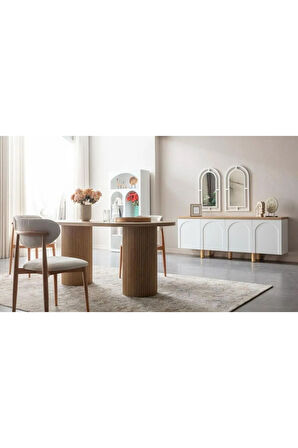 Horizon İskandinav Oval Natural Ahşap Bohem Masa 80x190