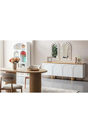 Horizon İskandinav Oval Natural Ahşap Bohem Masa 80x190