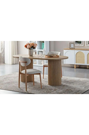 Horizon İskandinav Oval Natural Ahşap Bohem Masa 80x190