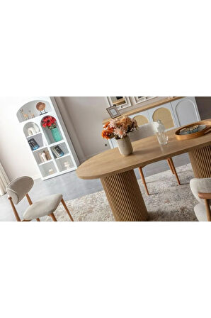 Horizon İskandinav Oval Natural Ahşap Bohem Masa 80x190