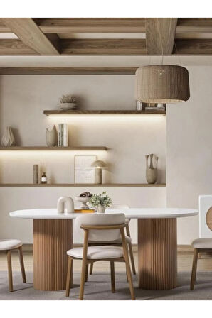 Gaia İskandinav Oval Natural Ahşap Bohem Masa 80x180