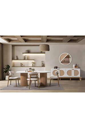 Gaia İskandinav Oval Natural Ahşap Bohem Masa 80x180