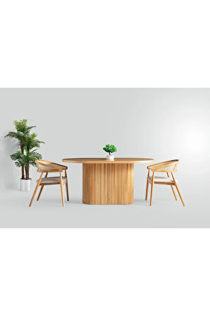 Terra Oval Natural Ahşap Bohem Masa 80x160