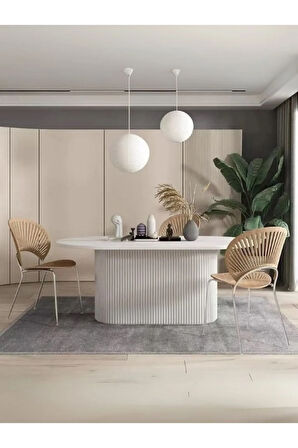 Terra Oval Natural Ahşap Bohem Masa 80x160