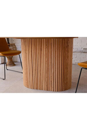 Luna Oval Natural Ahşap Bohem Masa 80x150