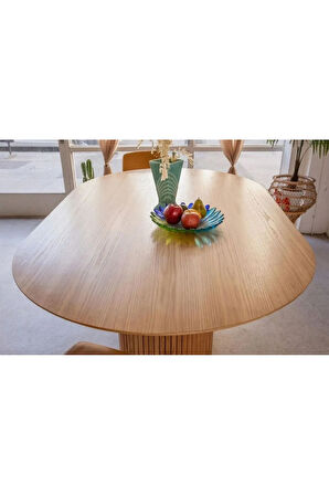 Luna Oval Natural Ahşap Bohem Masa 80x150