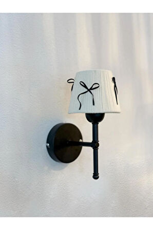 Krem Kadife Süet Siyah Fiyonk Kurdele Siyah Kablosuz Pilli Aplik