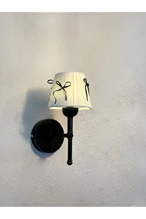 Krem Kadife Süet Siyah Fiyonk Kurdele Siyah Kablosuz Pilli Aplik