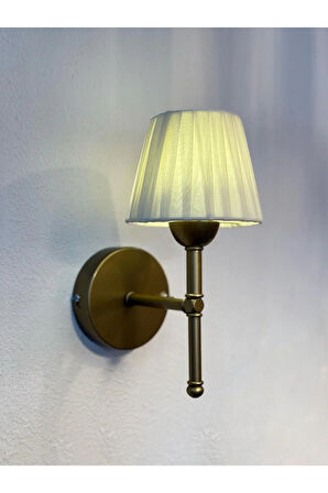 Osmanlı İpeği Kablosuz Pilli Duvar Aydınlatması Aplik - Alt Eskitme Gold