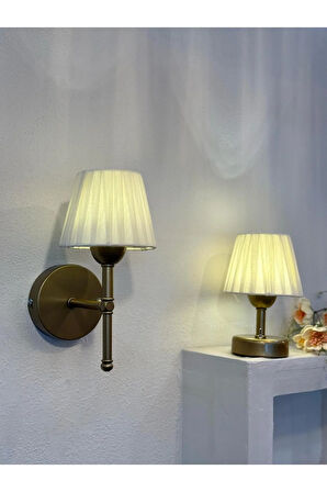 Osmanlı İpeği Kablosuz Pilli Duvar Aydınlatması Aplik - Alt Eskitme Gold