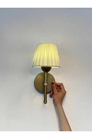 Osmanlı İpeği Kablosuz Pilli Duvar Aydınlatması Aplik - Alt Eskitme Gold