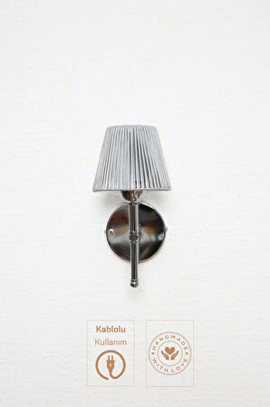 Gümüş Deri Alt Gümüş Metal Duvar Aydınlatması Kablolu Aplik