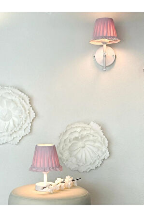 Pinky Pembe Pötikare Kablosuz Pilli Duvar Aydınlatması Aplik - Alt Beyaz