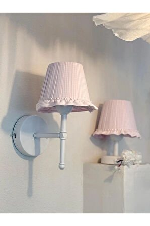 Pinky Pembe Pötikare Kablosuz Pilli Duvar Aydınlatması Aplik - Alt Beyaz