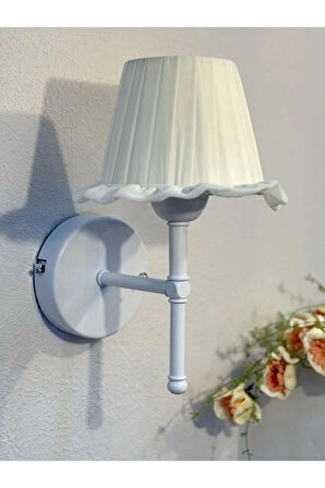 Osmanlı İpeği Fırfır İşlemeli Kablosuz Pilli Aplik– Alt Beyaz