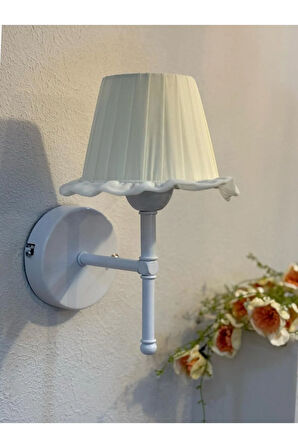 Osmanlı İpeği Fırfır İşlemeli Kablosuz Pilli Aplik– Alt Beyaz