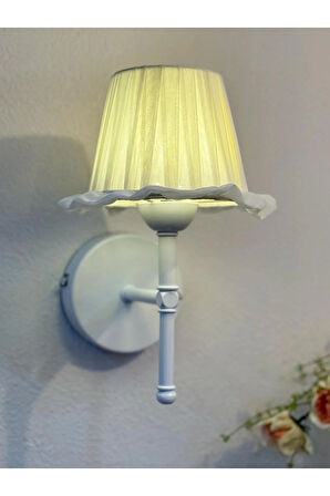 Osmanlı İpeği Fırfır İşlemeli Kablosuz Pilli Aplik– Alt Beyaz