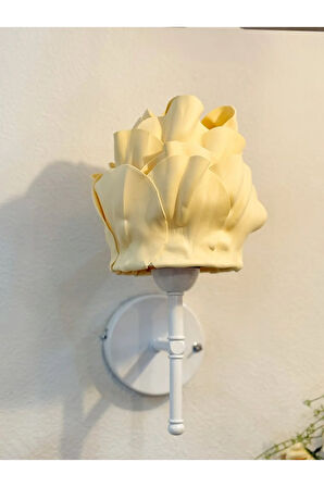 Butter Yellow - Sarı Eva Anemon Tasarım Kablosuz Pilli Aplik - Alt Beyaz Tüm Boy 35 cm