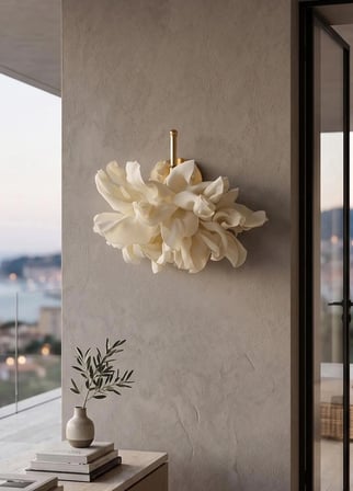 Krem Atelier Eva Tasarım Kablolu Duvar Aydınlatması Aplik - Alt Parlak Gold