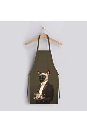 Mr. Cat Mutfak Önlüğü (keten Kumaş, Uluslararası Yıkama Ve Solmama Sertifikası)