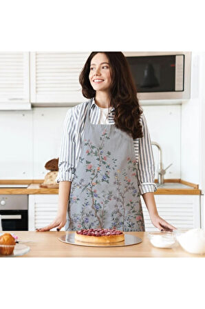 Mini Colorful Flowers Mutfak Önlüğü (Keten Kumaş, Uluslararası Yıkama Ve Solmama Sertifikası)