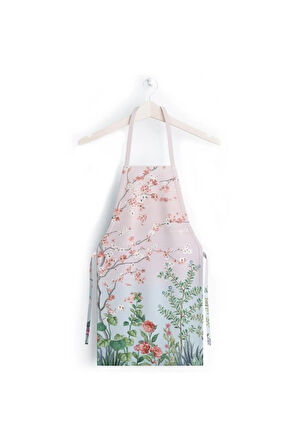 Renkli Çiçek Detaylı Mutfak Önlüğü (keten Kumaş, Uluslararası Yıkama Ve Solmama Sertifikası)