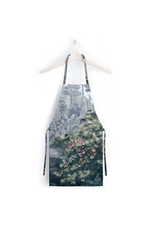 Mavi Ağaç Tasarımlı Mutfak Önlüğü (Keten Kumaş, Uluslararası Yıkama Ve Solmama Sertifikası)