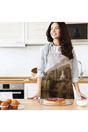 Orman Manzara Detaylı Mutfak Önlüğü (Keten Kumaş, Uluslararası Yıkama Ve Solmama Sertifikası)