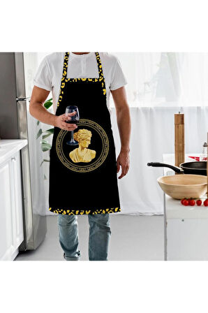 Siyah Büst Detaylı Mutfak Önlüğü (Keten Kumaş, Uluslararası Yıkama Ve Solmama Sertifikası)