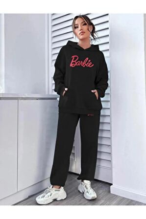 Baskılı Sweatshirt Alt Üst Eşofman Takımı barbietakım