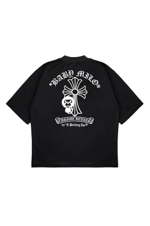 Unisex Oversize A BATHING APE X CHROME Baskılı Boxy Fit Kalın Kumaşlı (240gsm) T-shirt